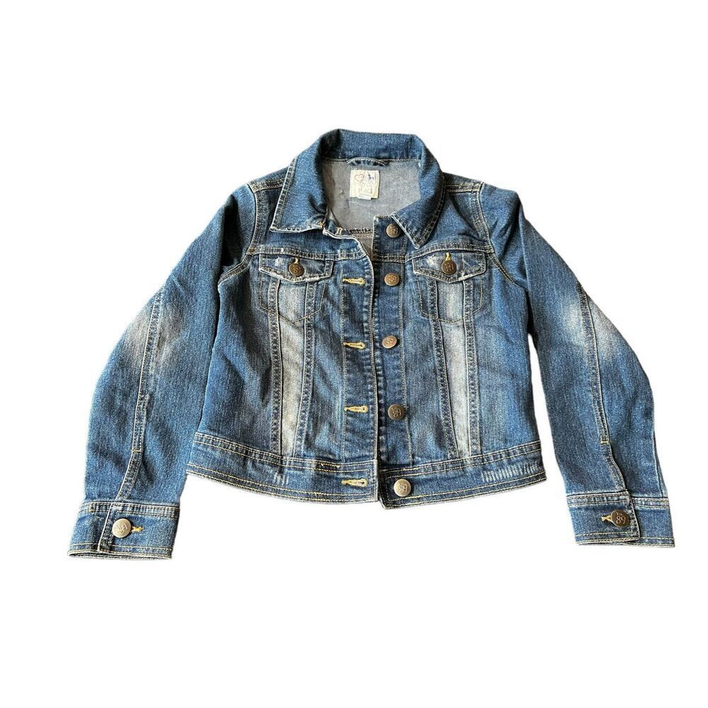The Children's Place Girls Distressed Faded Stretch Jean‎ Jacket Blue Size M/M